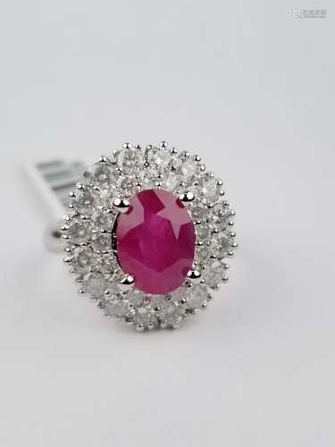 3ct Ruby & Diamond 14K Gold Ring