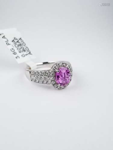 Purple Sapphire & Diamond Platinum Ring