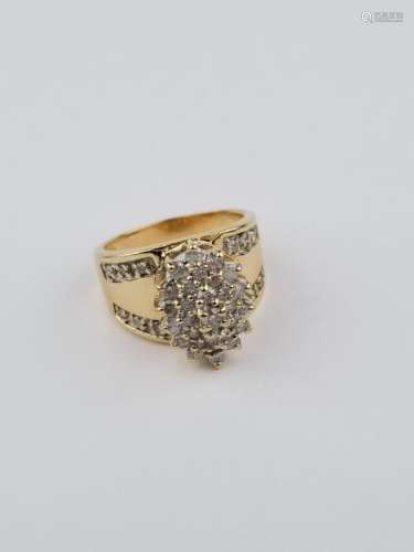 14K Gold Diamond Cluster Ring