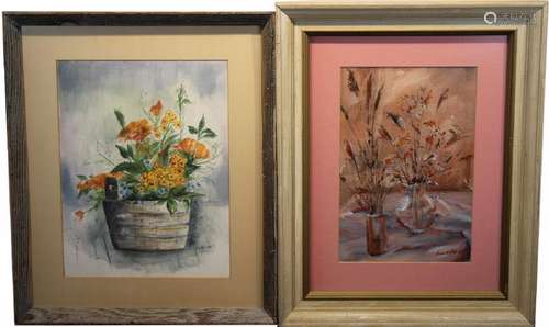 (2) 20th C. Signed Still Life Watercolors