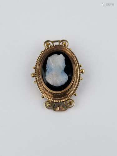 Rare Carved Stone Cameo Pin