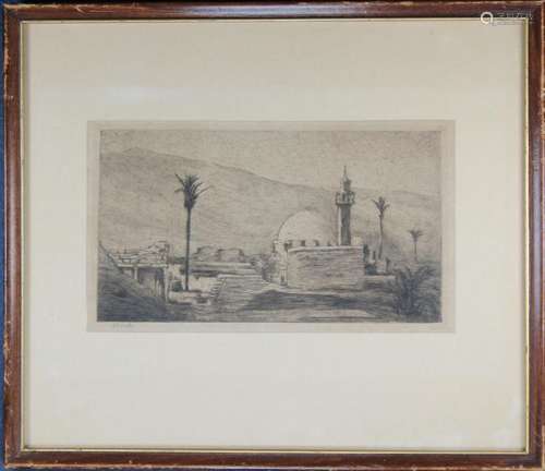 19th C. Orientalist Etching, Signed