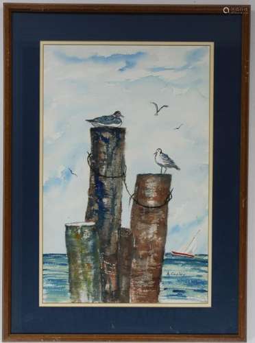 A. Copley Signed Nautical Watercolor