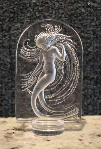 Lalique Mermaid Arched Glass Figurine