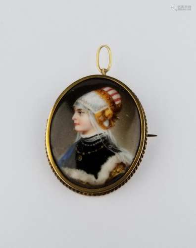 Painted Porcelain Cameo Pin