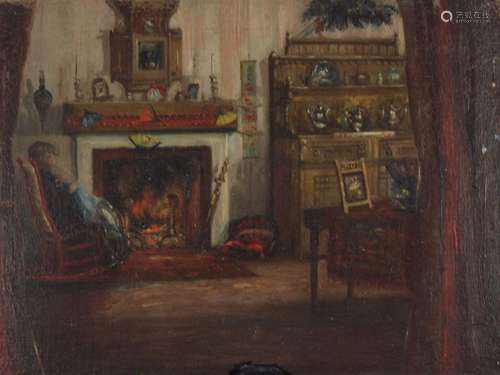 American School, 19th C. Interior Scene Painting