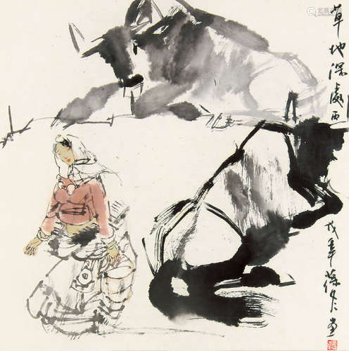 张葆冬 （b.1958） 草地深处2006年作 设色纸本镜片