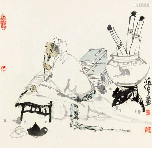 张葆冬 （b.1958） 绘画图 设色纸本镜片