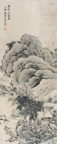 方士庶 （1692-1751） 山水 水墨纸本立轴