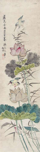 陈文台 （1816-1899） 花鸟 设色纸本立轴