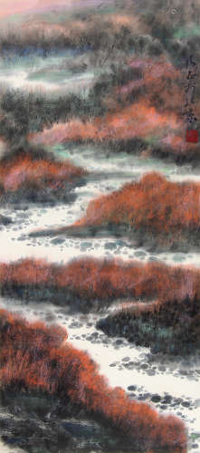 朱乃正 （1935-2013） 山水 设色纸本立轴