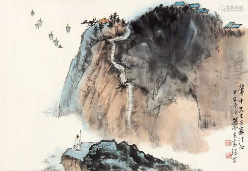 孙云生 （1918-2000） 观沧海1984年作 设色纸本镜片