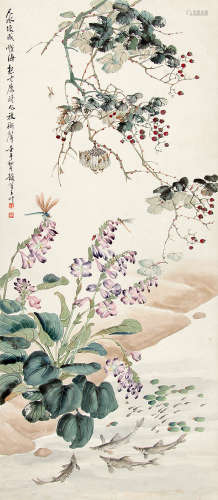 王韵笙 （1900-1976） 花鸟 设色纸本镜片
