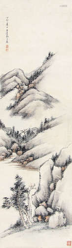 张之万 （1811-1897） 山水 设色纸本托片