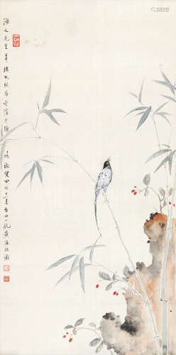 黄海 （1899-？） 花鸟 设色绢本镜片
