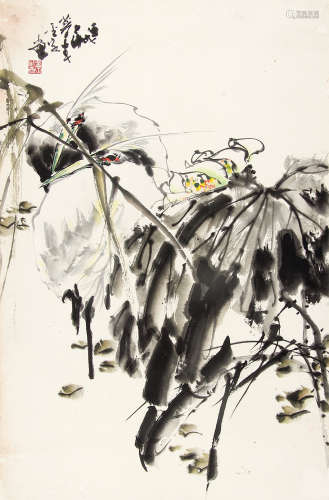 林金定 （1943-1991） 花鸟 设色纸本镜片