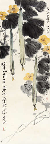 魏传义 （b.1928） 丝瓜1979年作 设色纸本立轴