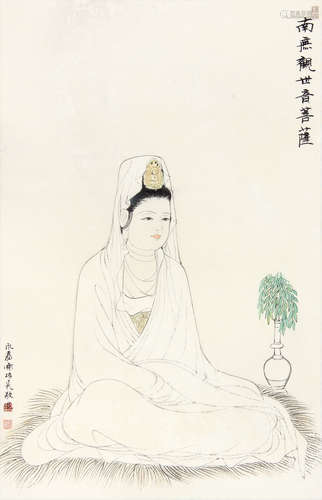 谢振瓯 （b.1944） 观音 设色纸本镜片