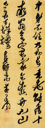 黄道周 （1585 -1646） 草书“七言诗” 水墨绢本立轴