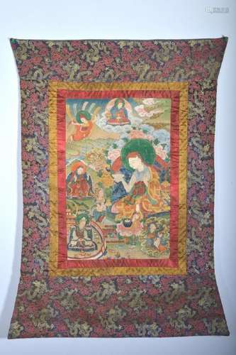 A THANGKA OF SAKYA LINEAGE HOLDER.QING PERIOD