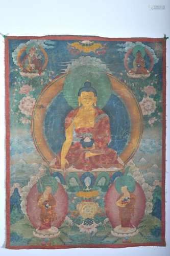 A THANGKA OF SHAKYAMUNI.QING PERIOD