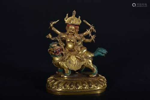 A GILT-BRONZE FIGURE OF JNANA DAKINI.MING PERIOD