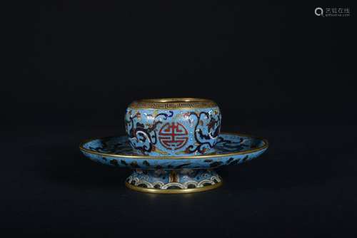 A GILT-BRONZE CLOISONNE ENAMEL BOWL STAND.QING PERIOD