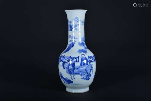 A BLUE AND WHITE 'SCHOLAR' VASE.QING PERIOD