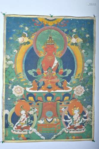 A THANGKA OF AMITAYUS.QING PERIOD