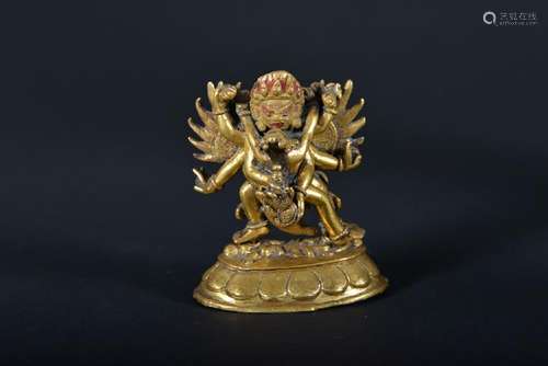 A GILT-BRONZE FIGURE OF VAJRAPANI.QING PERIOD