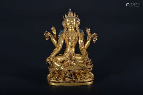 A FINE GILT-BRONZE FIGURE OF TARA.YONGLE PERIOD