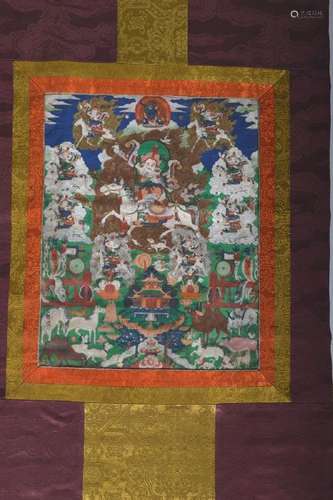 A THANGKA REPRESENTANT DPA 'BRTAN DMAG PO'.QING PERIOD