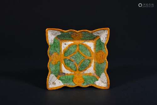 A SANCAI-GLAZED DISH.TANG PERIOD