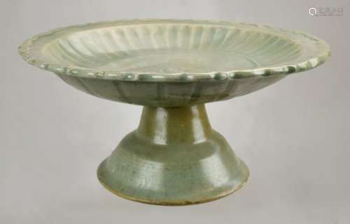 Celadon Glazed Stoneware Stem-Bowl