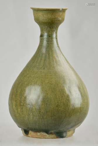 Thai Celadon Stoneware Pear-Shaped Bottle