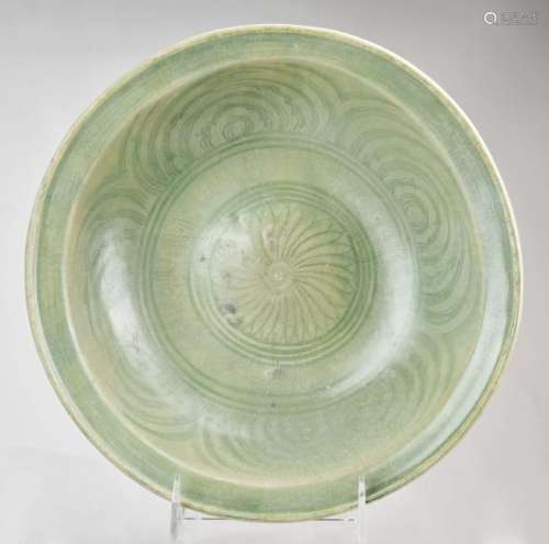 Celadon Glazed Stoneware Serving Bowl