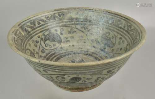 Blue And White Glazed Stoneware Bowl