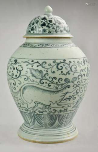 Glazed stoneware covered jar