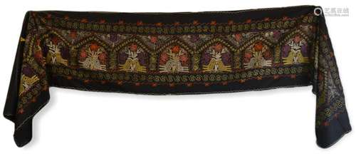 Embroidered Silk Suzani  With Black Ground