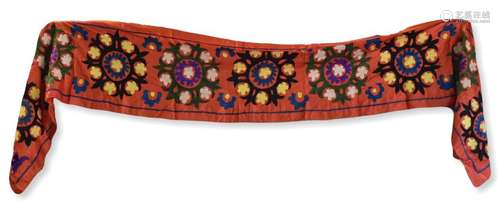 Embroidered Red Silk Wall-Hanging