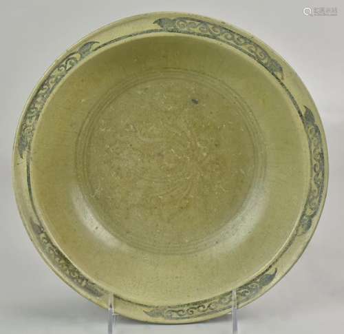 Celadon Glazed Stoneware Dish