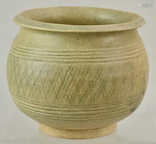 Celadon Glazed Stoneware Pot