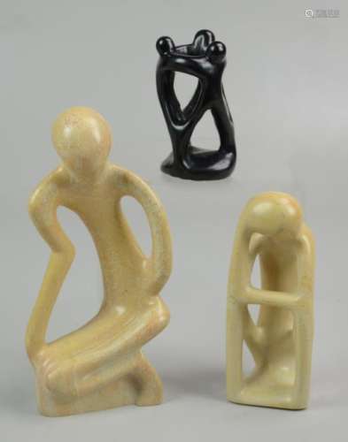 (3) Carved Stylized Figures