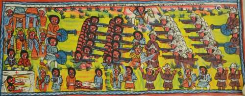Ethiopian Folk Painting On Cotton