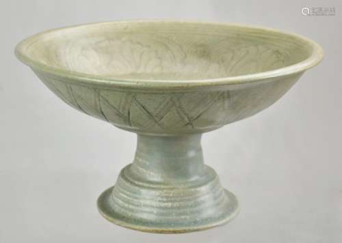 Celadon Glazed Stoneware Stem-Bowl