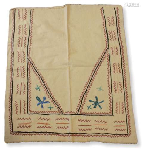 Embroidered Silk Prayer Suzani With Pale Yellow Ground