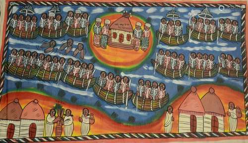 Ethiopian Folk Painting On Cotton