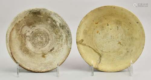 (2)  Cream Glazed Stoneware Serving Dishes