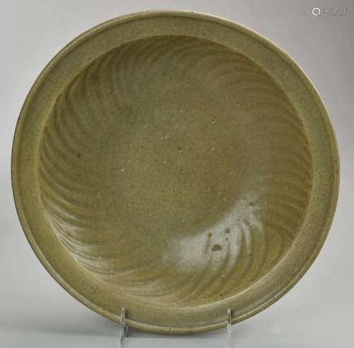 Celadon Glazed Stoneware Serving Dish