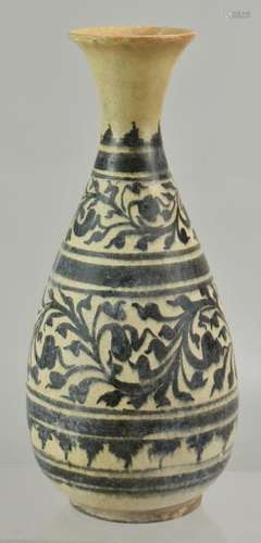 Black and White Glazed Stoneware Bottle